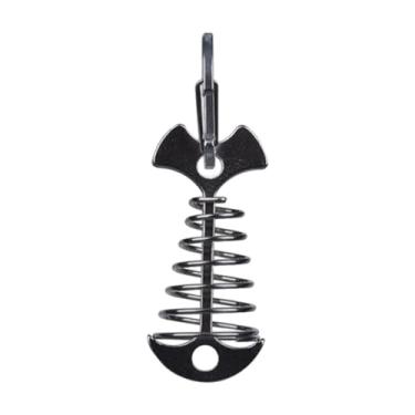 Imagem de Aymzbd Estacas de ancoragem de de mola em espinha de peixe, estacas de barraca com fivela de corda de mola para, Prata