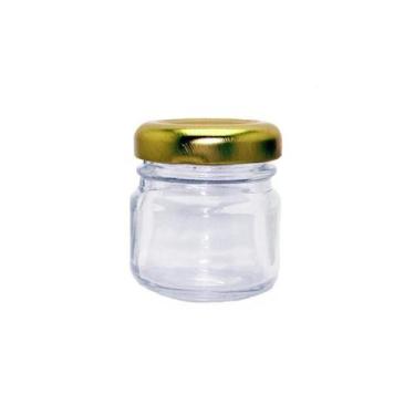 Imagem de 30 Pote De Vidro Redondo 40g C/ Tampa Metal Dourada P/ Lembrancinhas -