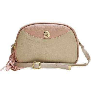 Imagem de Bolsa Feminina Pequena Transversal Oval Dia a Dia Off White Rosa - Rub