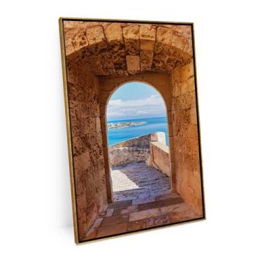 Imagem de Quadro Vista Para O Mar Paisagem Janela 60x40 Cm Pequeno - Bimper Quad