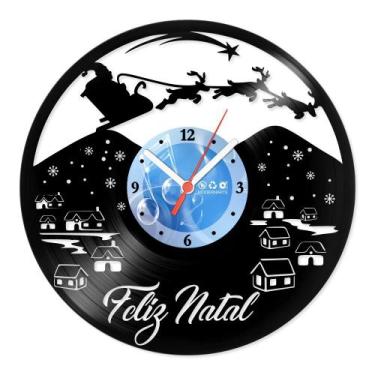 Imagem de Relógio De Parede Disco Vinil Datas Especiais - Feliz Natal Renas - VD