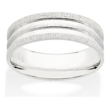 Imagem de Aliança Diamantada De 6 Mm Com 2 Frisos Lis 810218 - Rommanel, Branco,