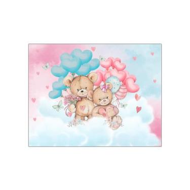 Imagem de Painel de Festa Horizontal 1,55 X 1,20 - Chá Revelação Ursinhos Cute 0
