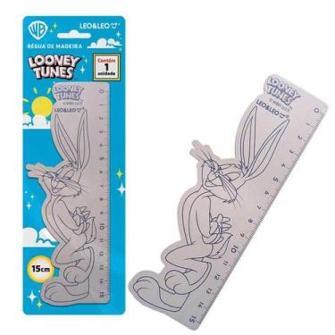 Imagem de Regua madeira 15 cm leo&leo looney tunes escolar pernalonga