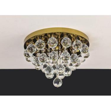 Imagem de Lustre Plafon Cristal 30cm Redondo Dourado 522/30 - IluminaMundo, 0