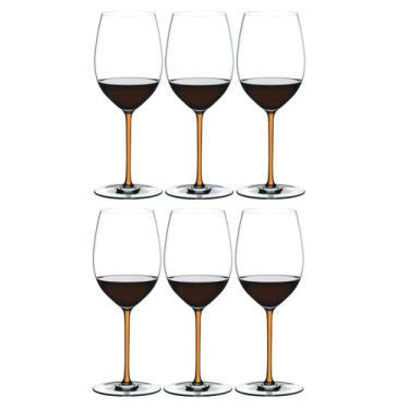 Imagem de Kit 6 Taças Vinho Riedel Fatto a Mano Merlot Haste Colorida, Laranja