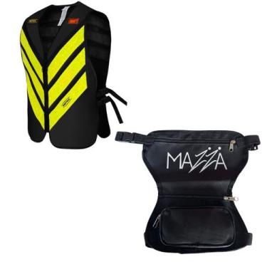 Imagem de Kit Colete Refletivo Imetro + Pochete de Perna Mazza Para motoboy, Pre