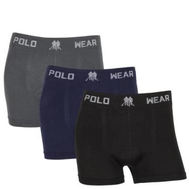 Imagem de Kit 3 Cuecas Boxer Polo Wear Microfibra Sem Costura Elastano, Cinza, A