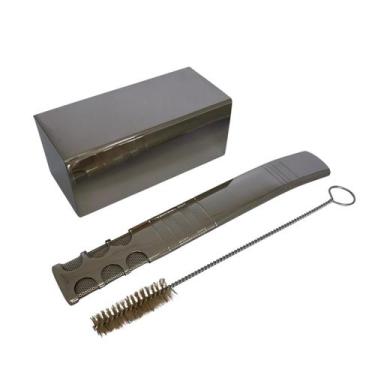 Imagem de Kit tereré cuia copo quadrado 250ml prata + bomba super premium 20cm p