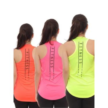 Imagem de Kit 3 Peças - Camiseta Regata Feminina Dry Fit Estampada Poliester Aca