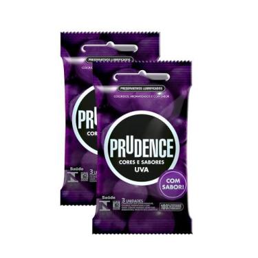 Imagem de Kit 2 Preservativo Prudence Cores e Sabores Uva 3 Unidades