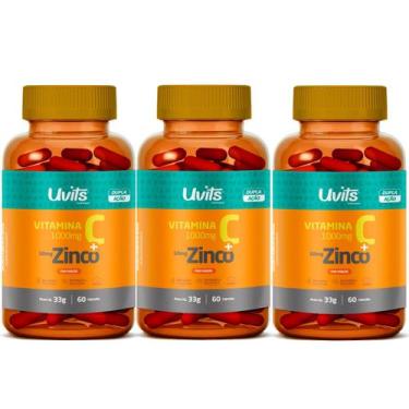Imagem de 3x Vitamina C Z 60 Cápsulas - Uvits