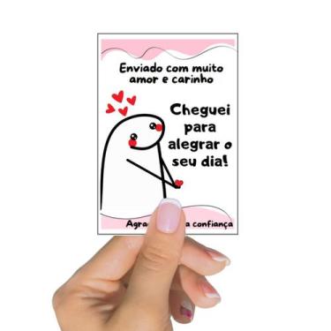 Imagem de 50 Cartões Agradecimento  Cheguei Para Alegrar Seu Dia   Tam 7 x 10 cm