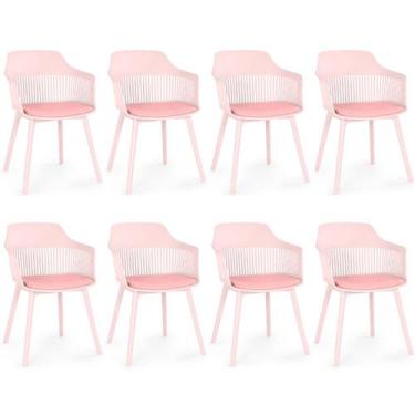 Imagem de Kit 8 Cadeiras de Jantar Estofada Marcela - Rosa - Magazine Decor