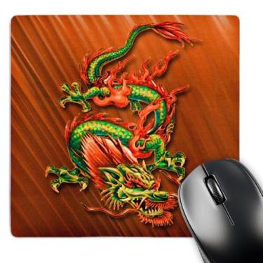 Imagem de 3dRose Mouse pad LLC 20 x 20 x 0,63 cm, dragão oriental em laranja flamejante vermelho e verde (mp_108113_1)