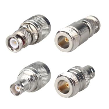 Imagem de Futheda Kit adaptador coaxial tipo N para BNC 4 peças N para BNC macho para fêmea conector coaxial RF trocadores de gênero conversor de antena compatível com rádios amador, walkie, cabo LMA,