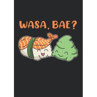 Imagem de Notizbuch A4 kariert mit Softcover Design: Sushi Wasabi Wasa, bae? Japan Kawaii Sushi Fan: 120 karierte DIN A4 Seiten