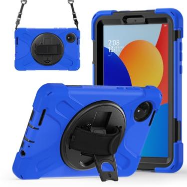 Imagem de GooodiDEAR Capa para Redmi Pad SE 8.7, capa resistente à prova de choque com suporte giratório de 360°, alça de mão ajustável, proteção total, design de plugue contra poeira, tela de borda elevada e