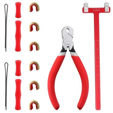 Imagem de SPEEDWOX Alicate para arco e flecha em forma de T ferramenta de régua quadrada com 6 peças de cordão de arco e fivelas de pontos de ancoragem de latão para acessórios de arco composto recurvo