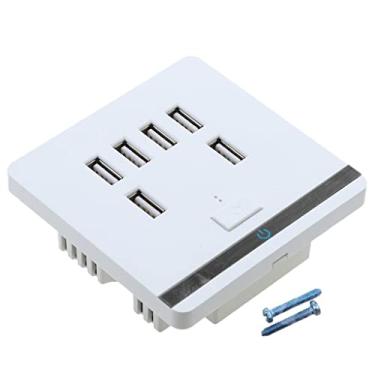 Imagem de KESOTO Tomada de Parede USB de 6 Portas com Interruptor LED Hub Charger Placa de Parede para