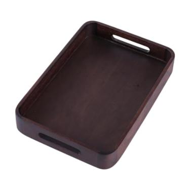 Imagem de WeiLaiKeQi Bandeja de madeira para servir, retangular, acessório para mesa de centro, bandeja otomana decorativa para comer, café, aperitivos, lanches, sala de, S