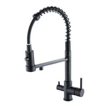 Imagem de Torneiras de cozinha pretas, escova de níquel, torneira misturadora de cozinha, torneira com sensor, filtro de água quente e fria, purificador de água, preto