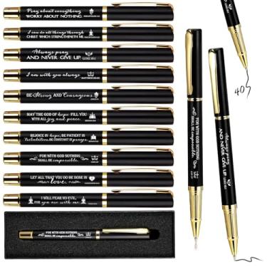 Imagem de Lincia 40 conjuntos de canetas cristãs, versículo bíblico, caneta esferográfica com citações inspiradoras gravadas, presentes de igreja, presentes com caixas, presentes de agradecimento, caneta esferográfica religiosa para pai, homens, escritório, tinta preta