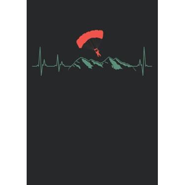 Imagem de Notizbuch A4 kariert mit Softcover Design: Skyding Herzschlag Herzfrequenz Fallschirmspringer Skydiver: 120 karierte DIN A4 Seiten