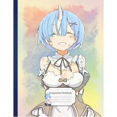 Imagem de Composition NoteBook: Rem Re Zero Ram Kanjii D70, 8.5x11 Inches - 110 page Diary Subject Planner College Ruled Office, Work For Children Kids Teen Anime Adults Student Teacher Gifts