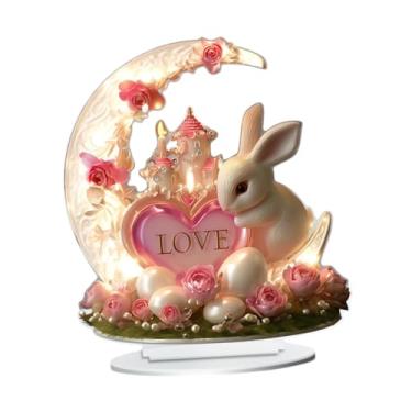 Imagem de rockible Decoração de lua curva acrílica Decoração de lua curva, placa plana 2D, display de mesa para lareira de canto em casa, 17.5 Cm X 20 Cm