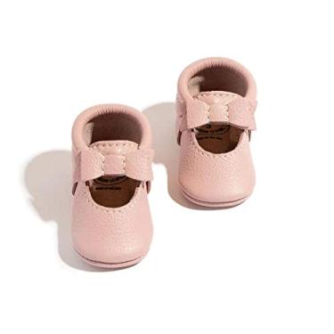 Imagem de Freshly Picked – Mocassins de couro macio com laço plano – Sapatos para meninas – Tamanhos infantis de 1 a 5 – Várias cores, Blush, 5 Toddler