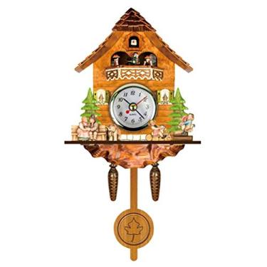 Imagem de Relógio Cuco Antigo de Madeira Cuco Birdhouse Relógio de Parede Decoração de Casa Pendurado Cuco Balanço Automático Sino Pêndulo Decoração de Casa (CM002)