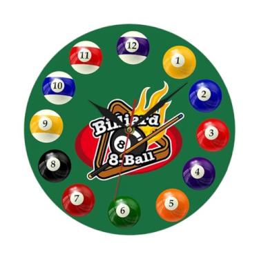 Imagem de Fenteer Relógio de parede bolas de mesa de bilhar esporte criativo 12 polegadas bolas de bilhar para decoração sala de aula fazenda quarto hotéis