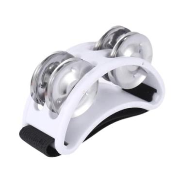 Imagem de Generic Tambor de pé tamborim profissional meia lua pandeiro instrumento musical acessórios 4 sinos pandeiro, Branco