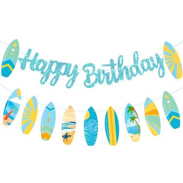 Imagem de Prancha de surfe, faixas de aniversário, pranchas, decorações de festa de aniversário para piscina, verão, praia, festa, luau, aniversário, chá de bebê, artigos de festa