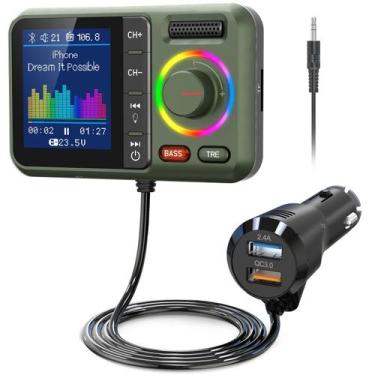 Imagem de Transmissor FM Bluetooth Nulaxy KM28 com Tela Colorida Verde