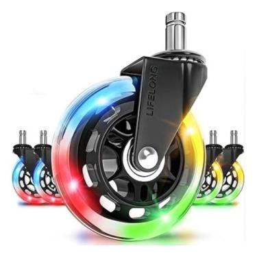 Imagem de Kit 5 Rodas Cadeira Escritório Game Anti Risco - Lifelong