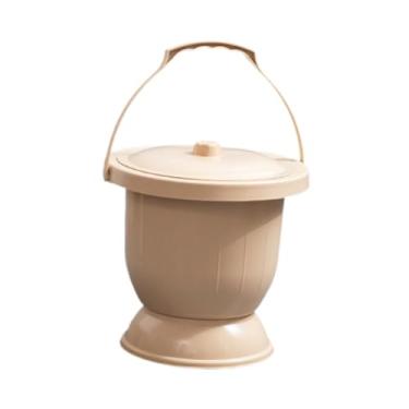 Imagem de harayaa Potão de câmara de câmara com tampa espessada no olho de urinol portátil portátil Spittoon Pot para acampar para crianças adultos, Khaki L