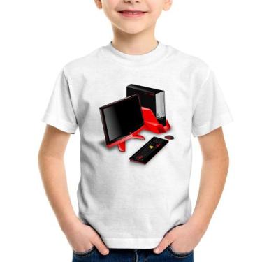 Imagem de Camiseta Infantil PC Gamer - Foca na Moda, Branco, 6