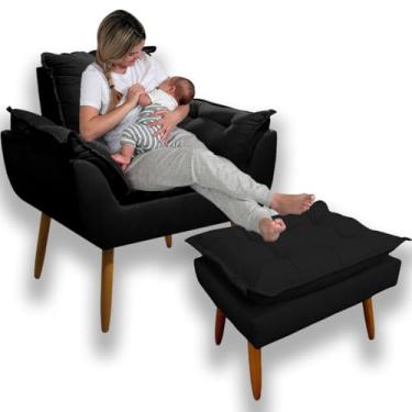 Imagem de Poltrona Para Amamentação com Puff Para Descanso - Poltrona Para Amamentação Decorativa (Preto)