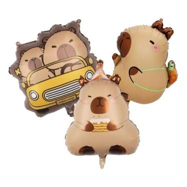 Imagem de 3 Balões Capivara Bexiga Aniversário Festa Decoração Eventos Fofo Dese