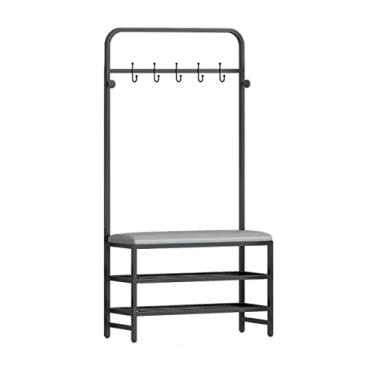 Imagem de Cabide com banco de sapato, corredor 3 em 1, árvore para entrada, multifuncional, corredor, sapateira, organizador de armário para entrada