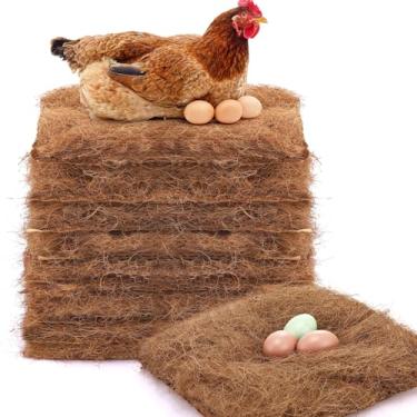 Imagem de Yerliker Pacote com 6 almofadas de caixa de ninho de galinha poedeira, forros, almofadas de fibra de coco natural para cama de galinheiro serve na maioria das caixas de ninho