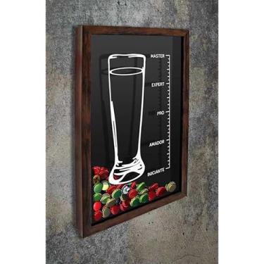 Imagem de Quadro Porta Tampinhas Apreciador de Cerveja- Quadro Novo, 45x63, Marr