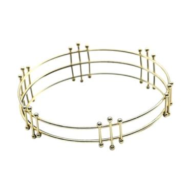 Imagem de Fenteer Organizador de maquiagem de bandeja de espelho decorativo que serve o ouro da bandeja para cafés de jóias casas, Round L