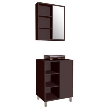 Imagem de Gabinete 60 Cm Espelheira E Cuba Preta Cj7250 Grafite Faem Grafite