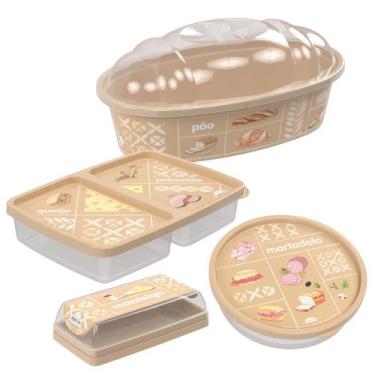 Imagem de Kit porta frios, pães, manteiga e mortadela 4 peças Plasutil