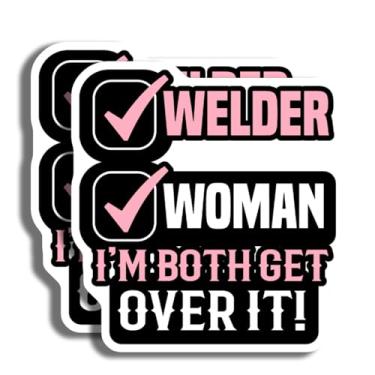 Imagem de Adesivo Welder Woman I'm Both Get Over It - Adesivo de soldagem - Presente engraçado de soldador - Mulheres em soldagem - Adesivo de para-choque de carro - Design decorativo durável para casa ou -