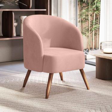 Imagem de Poltrona Decorativa Estofada e Orgânica com Pés Palito Guatemala Espresso Móveis Rose