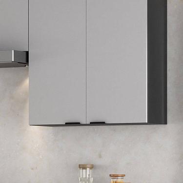 Imagem de Armário 80cm 2 Portas Mdf Dobradiças Slow Motion Lumina Itatiaia Grafite/Cinza